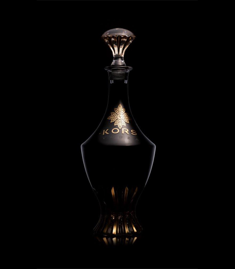 Kors Vodka Wedding Bottle With 24k Gold Decorations