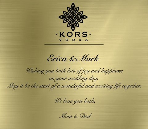 Kors Vodka personalized wedding gift